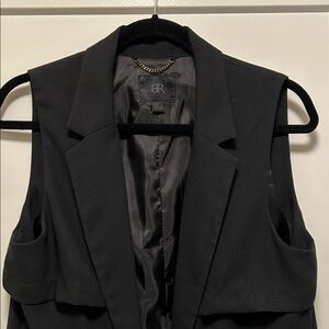 Black Sleeveless Blazer Vest